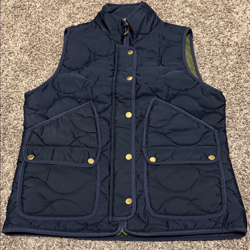 NWT J.Crew Quilted Vest with Gold Buttons